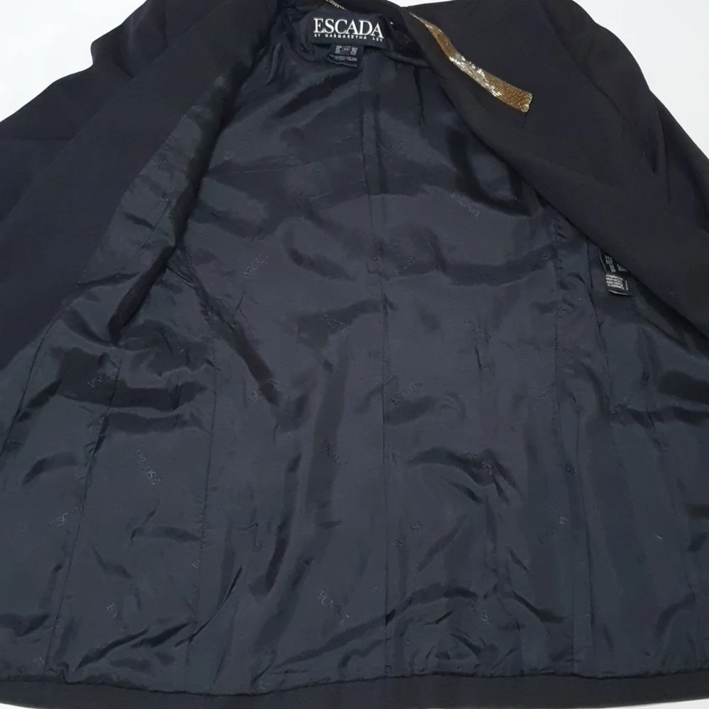 Escada 100% Wool Beaded Trim Coat